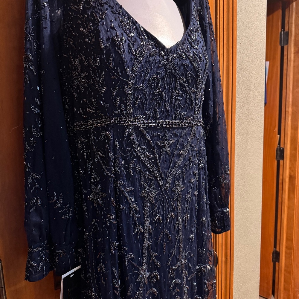 Brand New With Tags. Lara Navy Beaded Evening Gown. Size 22